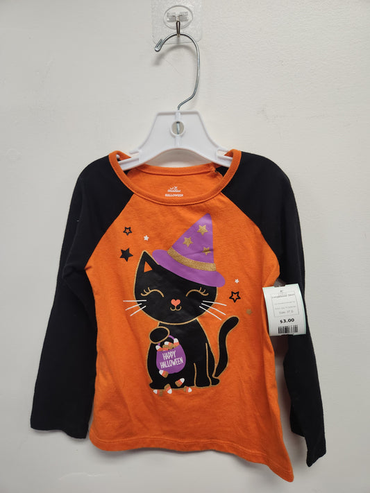 Orange/Black Halloween Kitty Way To Celebrate Longsleeve Shirt, 3T G