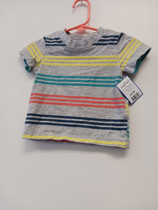 Grey Striped Carters Stirpe Tshirt, 6M B