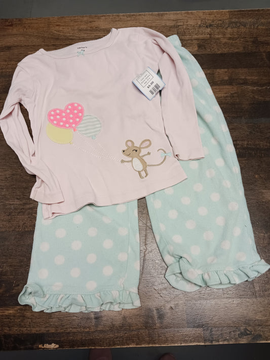 pink Carters 2 Piece Mouse w/ballons PJS, 3T G