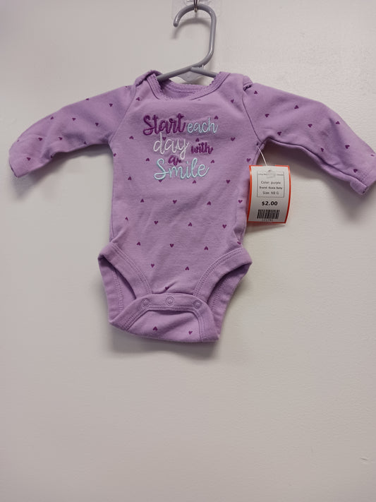 purple Koala Baby Long Sleeve Heart Onesie, NB G