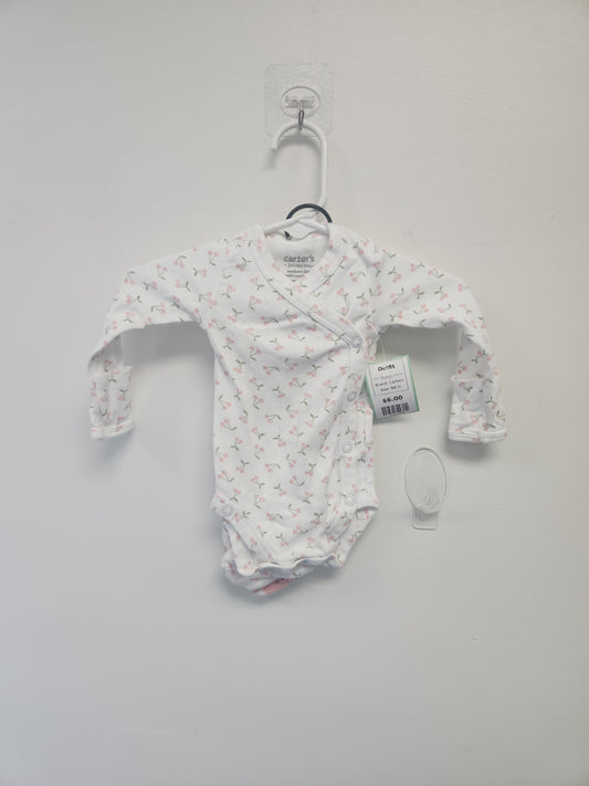 White/Pink Cherries Carters Outfit, NB G