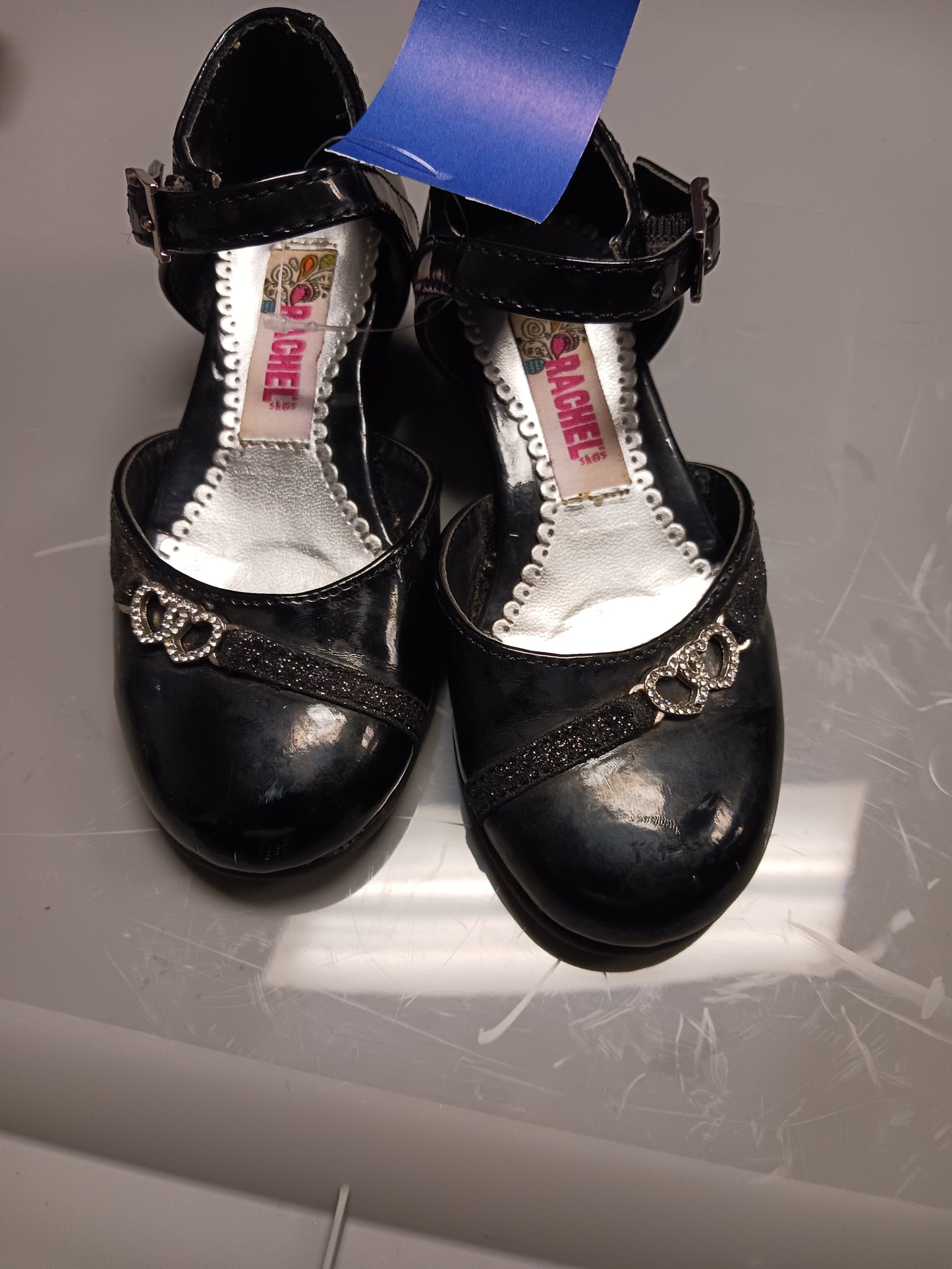 black Rachel Shoes Heart Buckle Shoes, 7.5 G