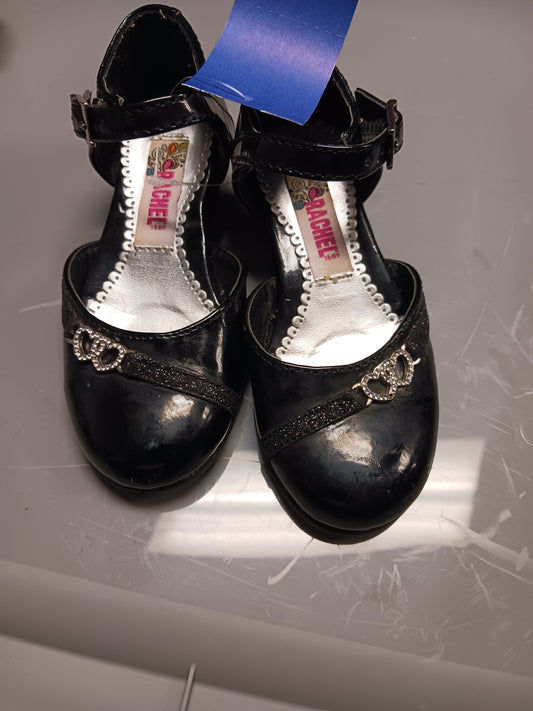 black Rachel Shoes Heart Buckle Shoes, 7.5 G