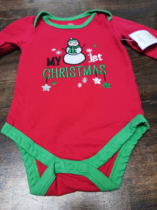Red My 1st Christmas Baby Starters Longsleeve Onesie, 3M B
