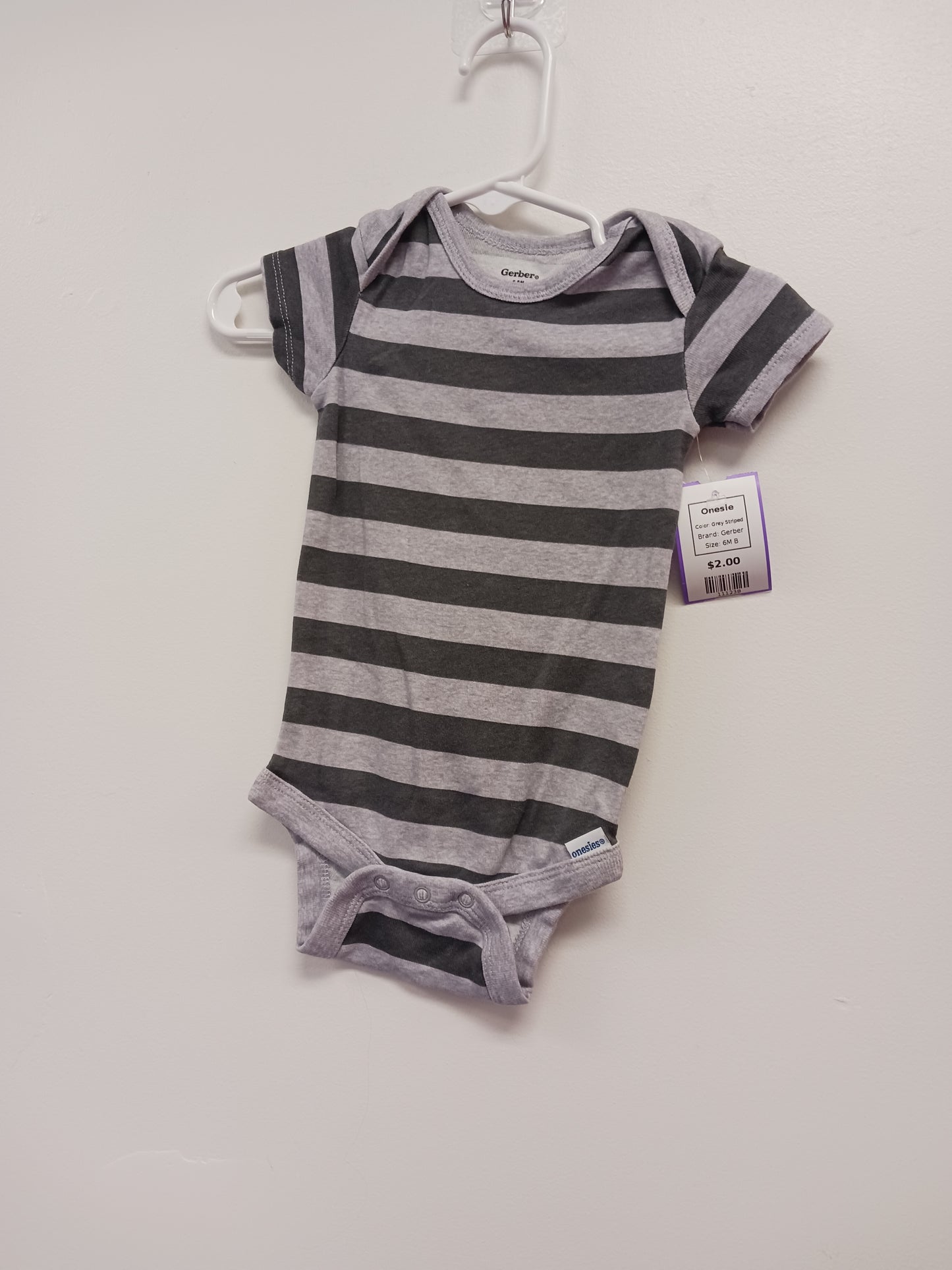 Grey Striped Gerber Onesie, 6M B