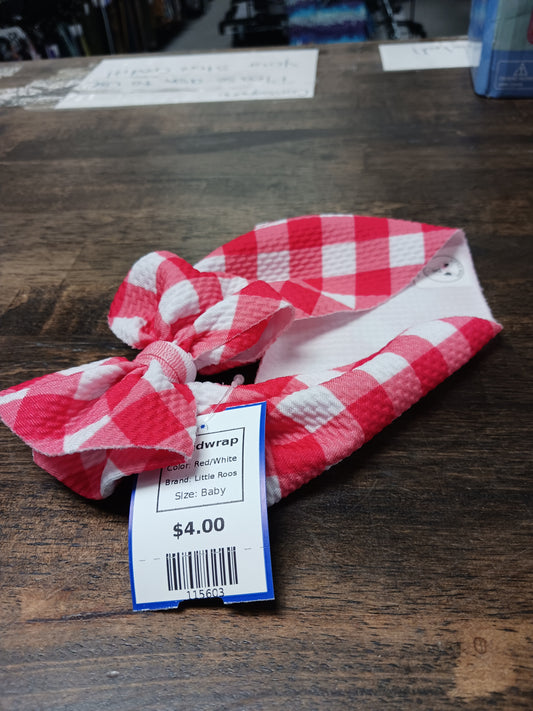 Red/White Little Roos Headwrap, Baby