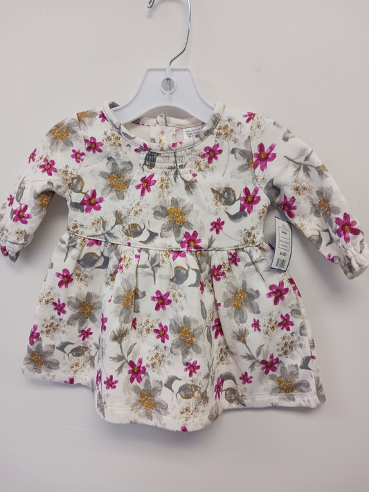 White/Purple/Gold/Grey Flower Carters Dress, 6M G