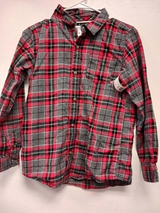 Red/Grey Plaid Carters Longsleeve Button Up, 14 B