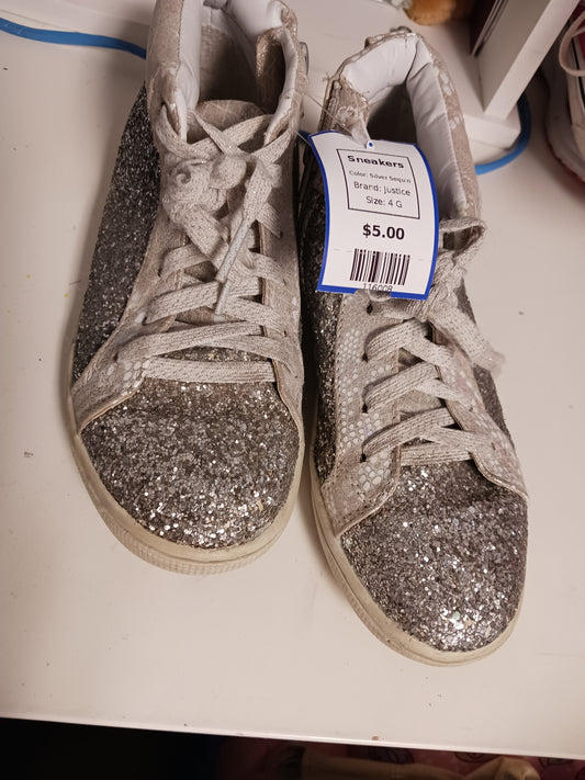 Silver Sequin Justice Sneakers, 4 G
