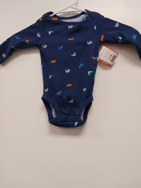 Navy Animal Carters Longsleeve Onesie, 6M B