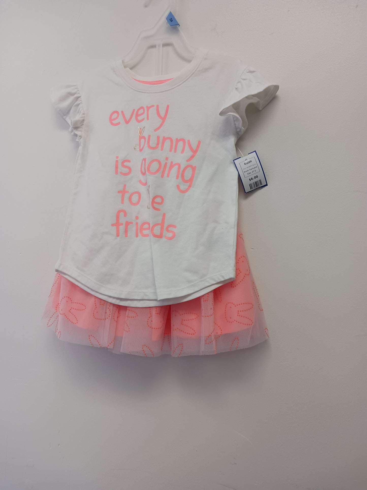 White/Pink Bunny Cat & Jack Outfit, 4T G