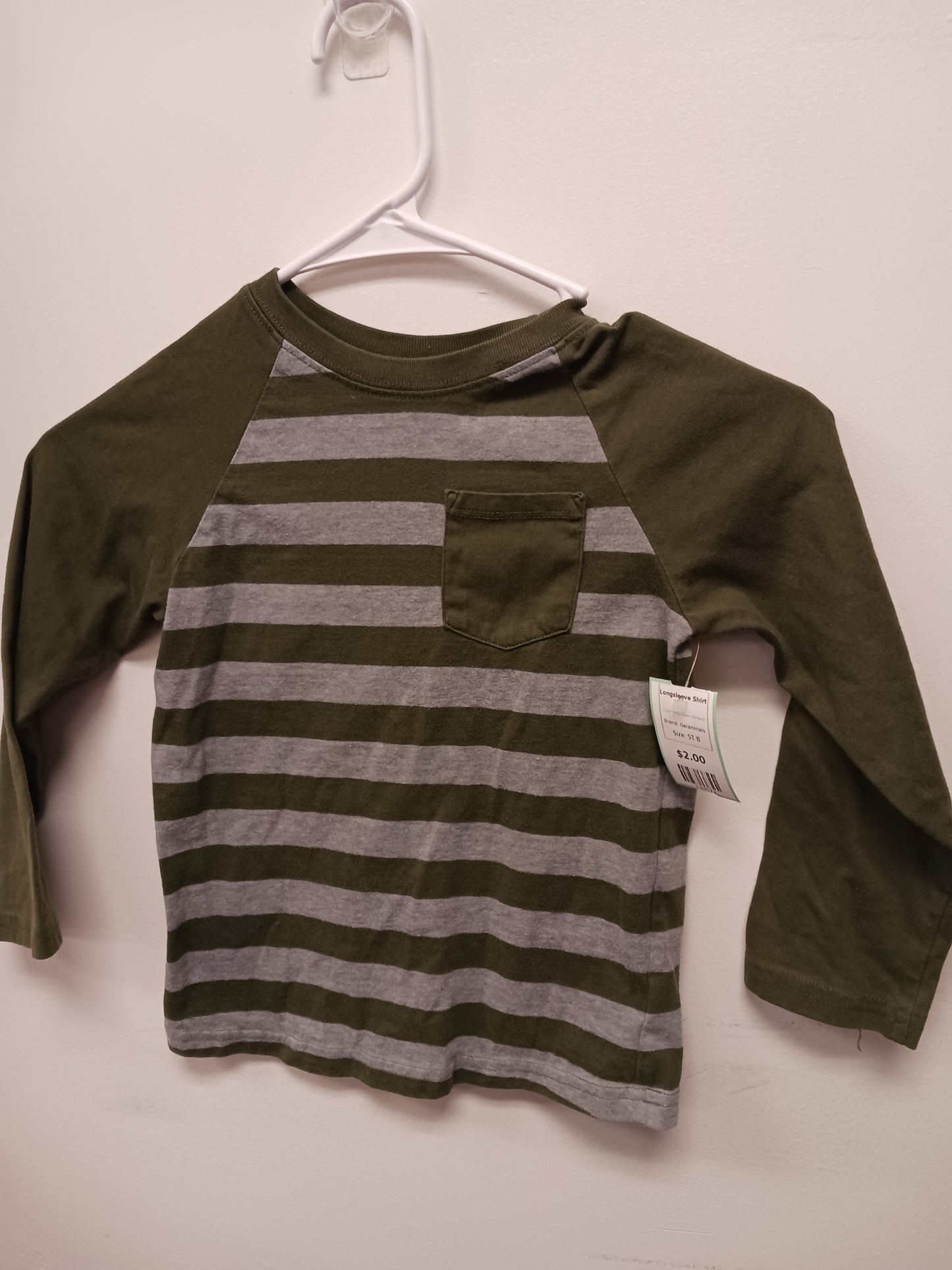 Grey/Green Striped Garanimals Longsleeve Shirt, 5T B