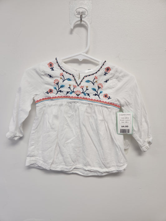 White Carters Longsleeve Shirt, 9M G