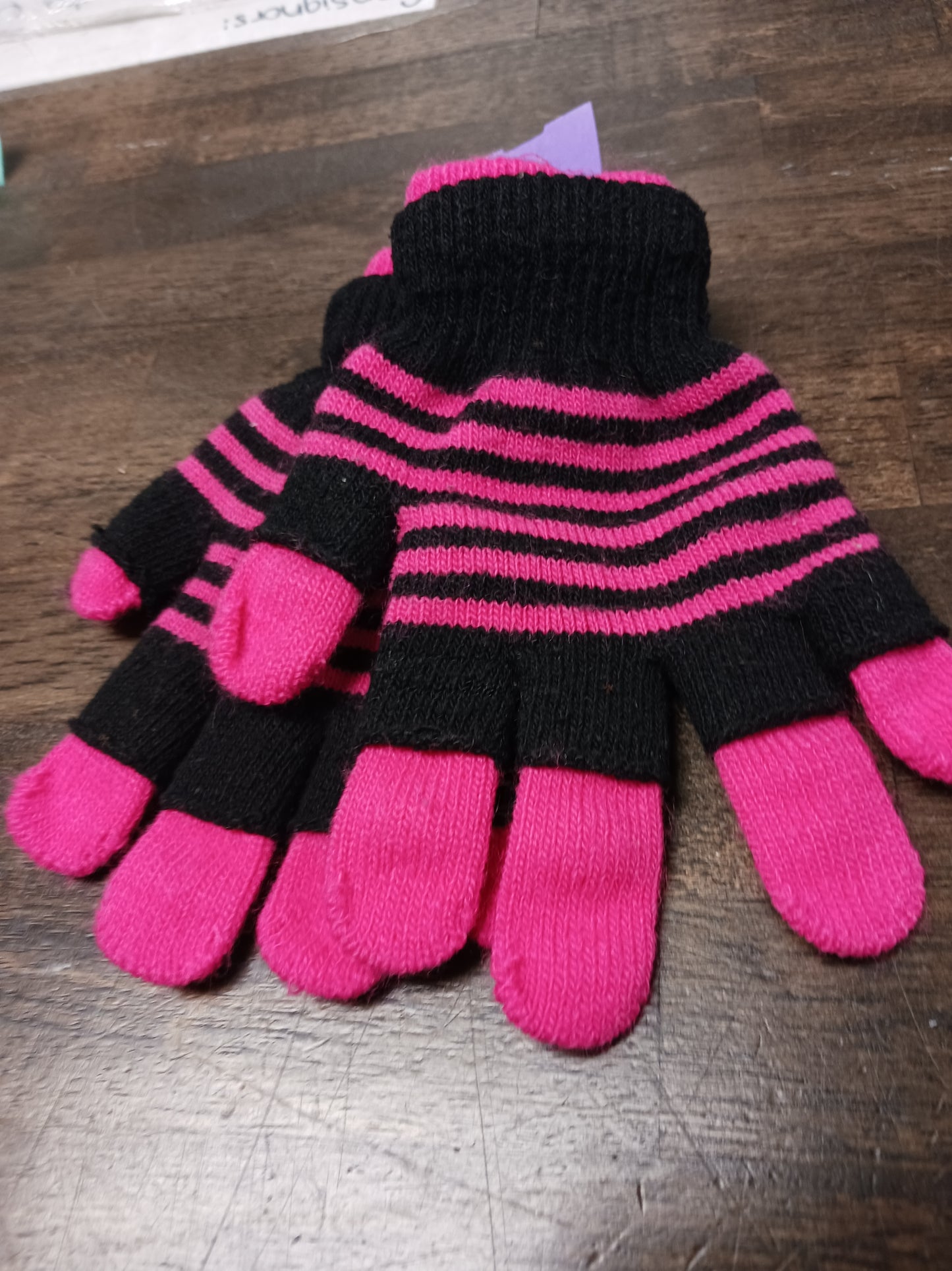 pink/black  Striped Gloves