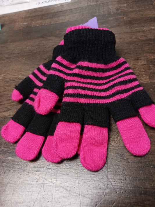 pink/black  Striped Gloves