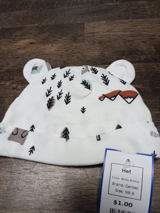 White Animal Gerber Hat, NB B