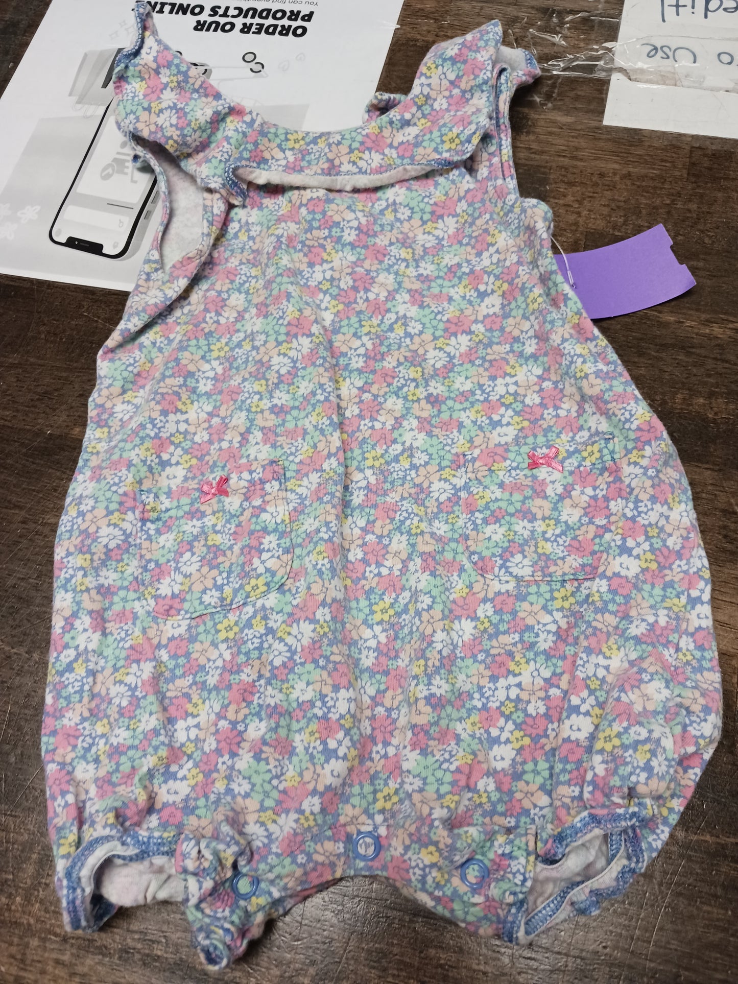 blue Carters Flowered Romper, 12M G