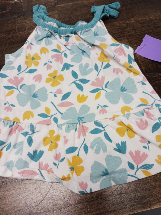 White/Blue/Yellow/Pink Flower Carters Tank Top, 12M G