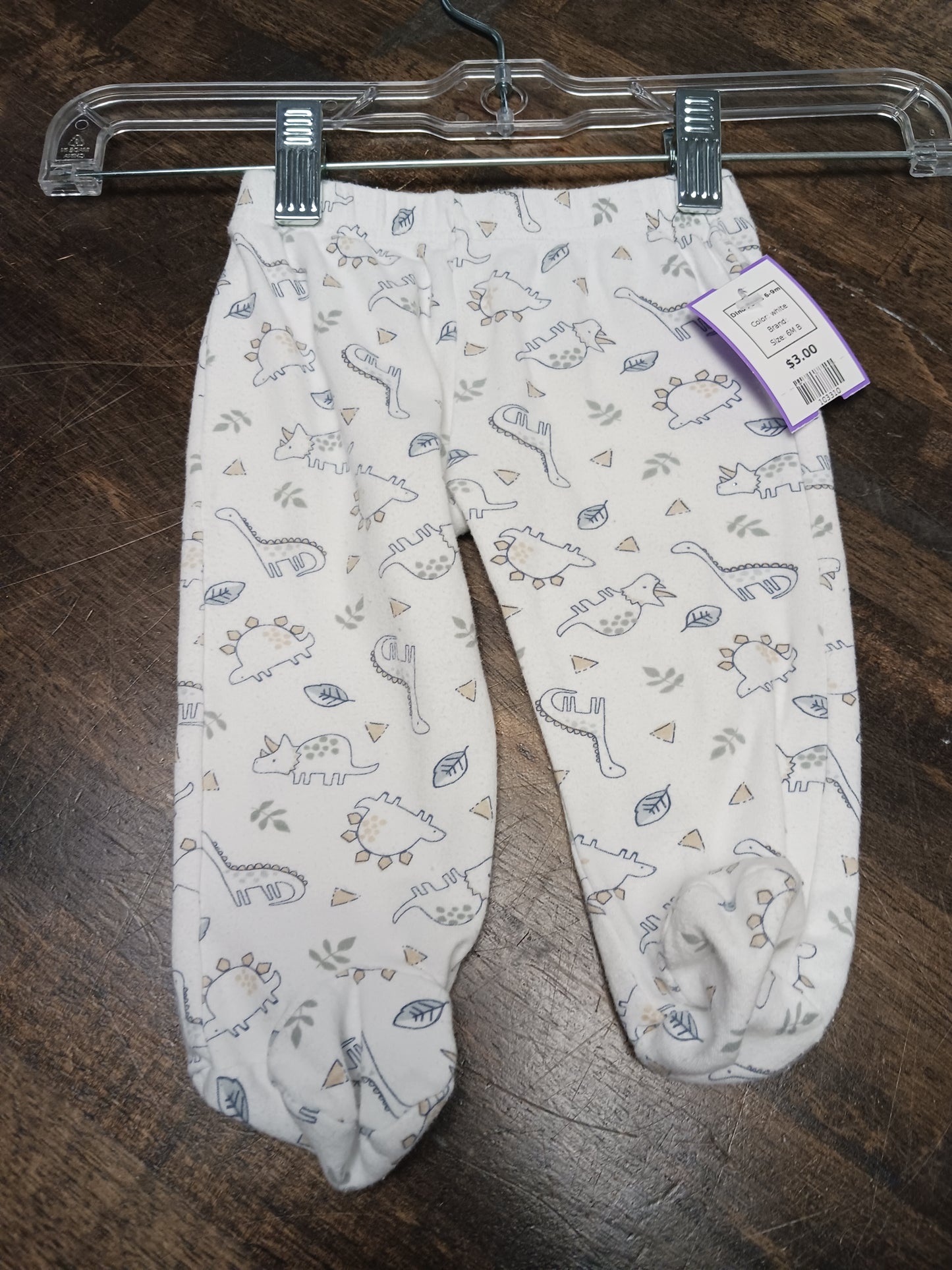 white  Dino Pants 6-9m, 6M B