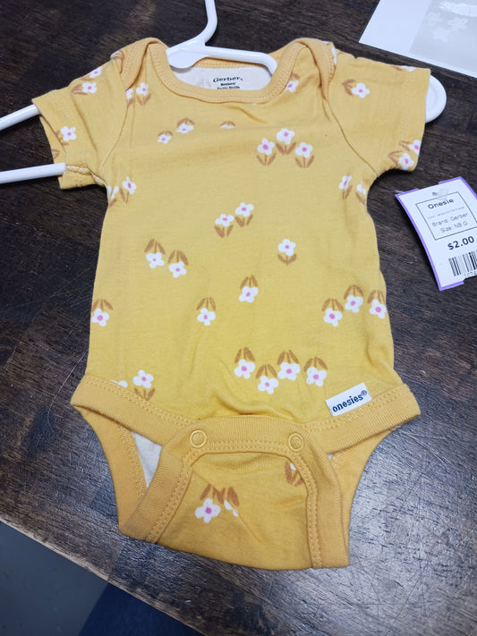 Yellow/White Flower Gerber Onesie, NB G
