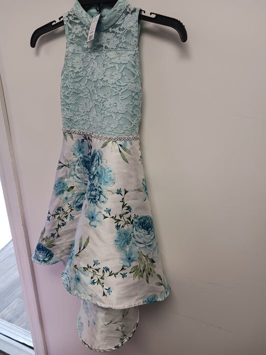 Blue/White Flower Speechless Kids Holiday Dress, 6 G