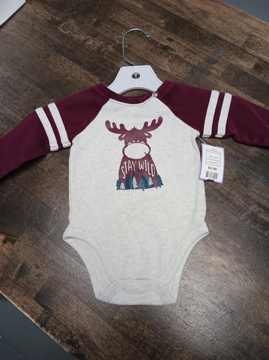 grey Garanimals Long Sleeve  Moose Onesie 3-6m, 3M B