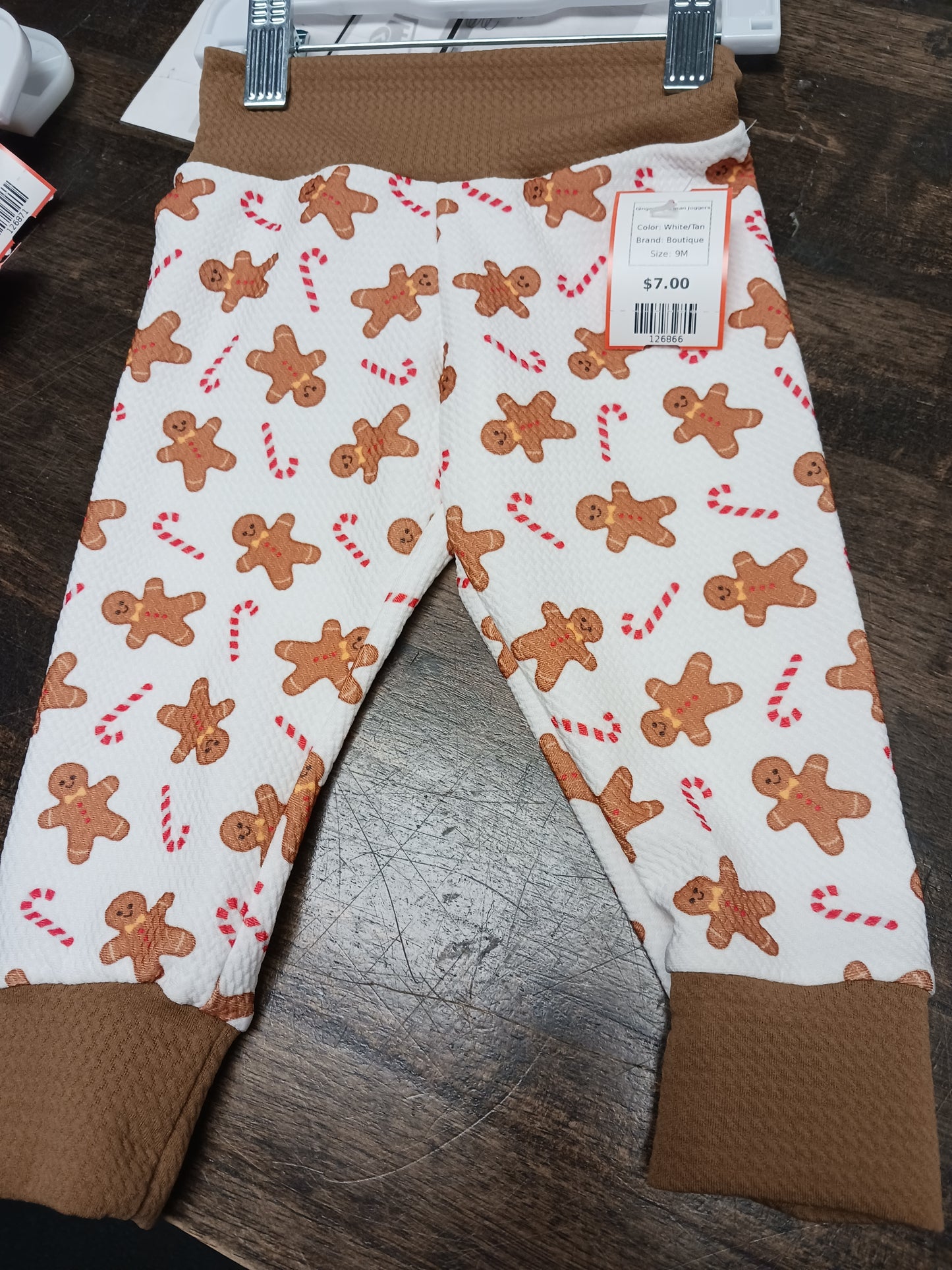 White/Tan Boutique Gingerbread man Joggers, 9M
