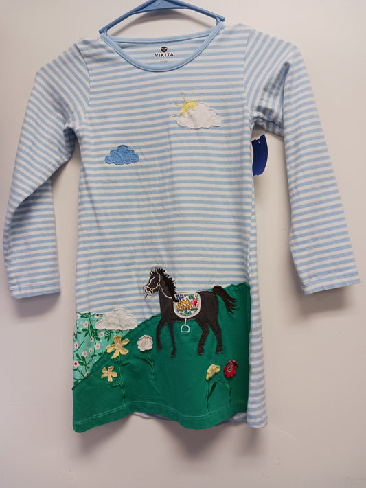 Blue/White/Horse Vikita Dress, 6 G