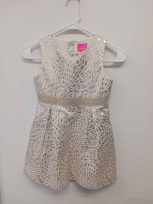 White/Gold Lilly Pulitzer Holiday Dress, 7 G