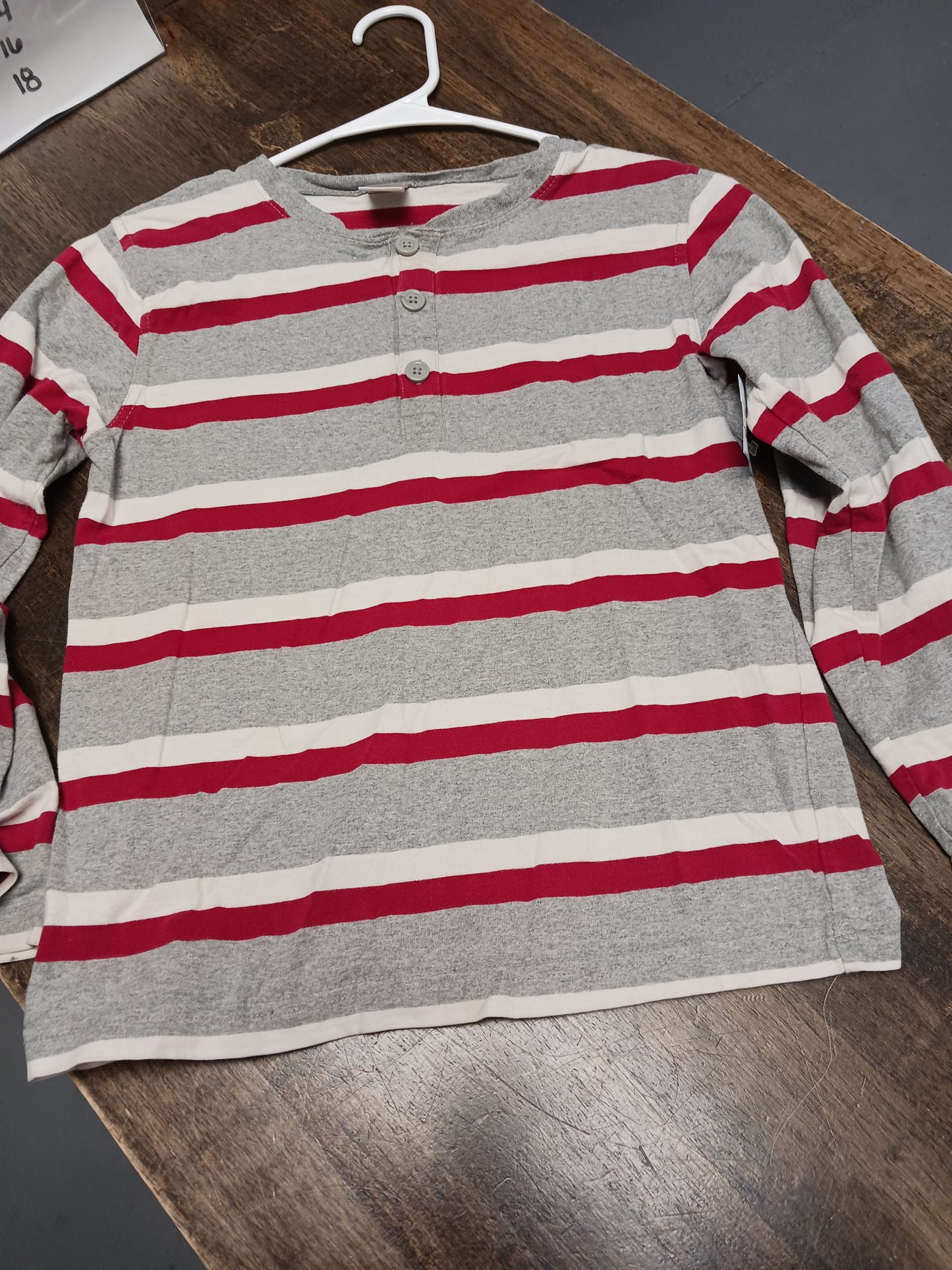 red/grey Gymboree LS Striped Shirt, 8 B