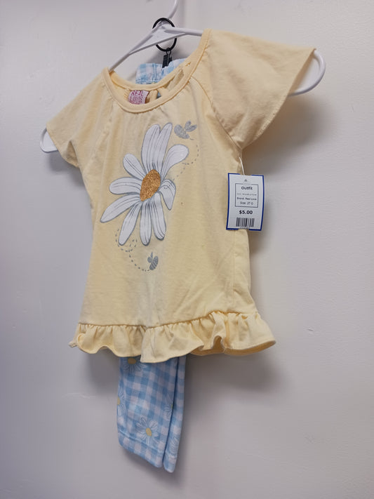 Yellow/Blue Flower Real Love Outfit, 2T G
