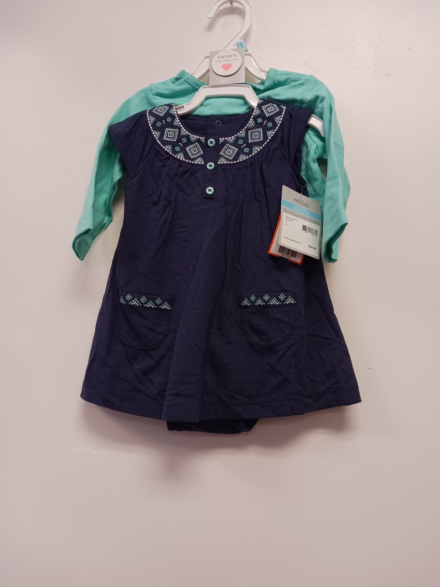 Blue Carters 2 Piece Dress/Cardigan Outfit, 6M G