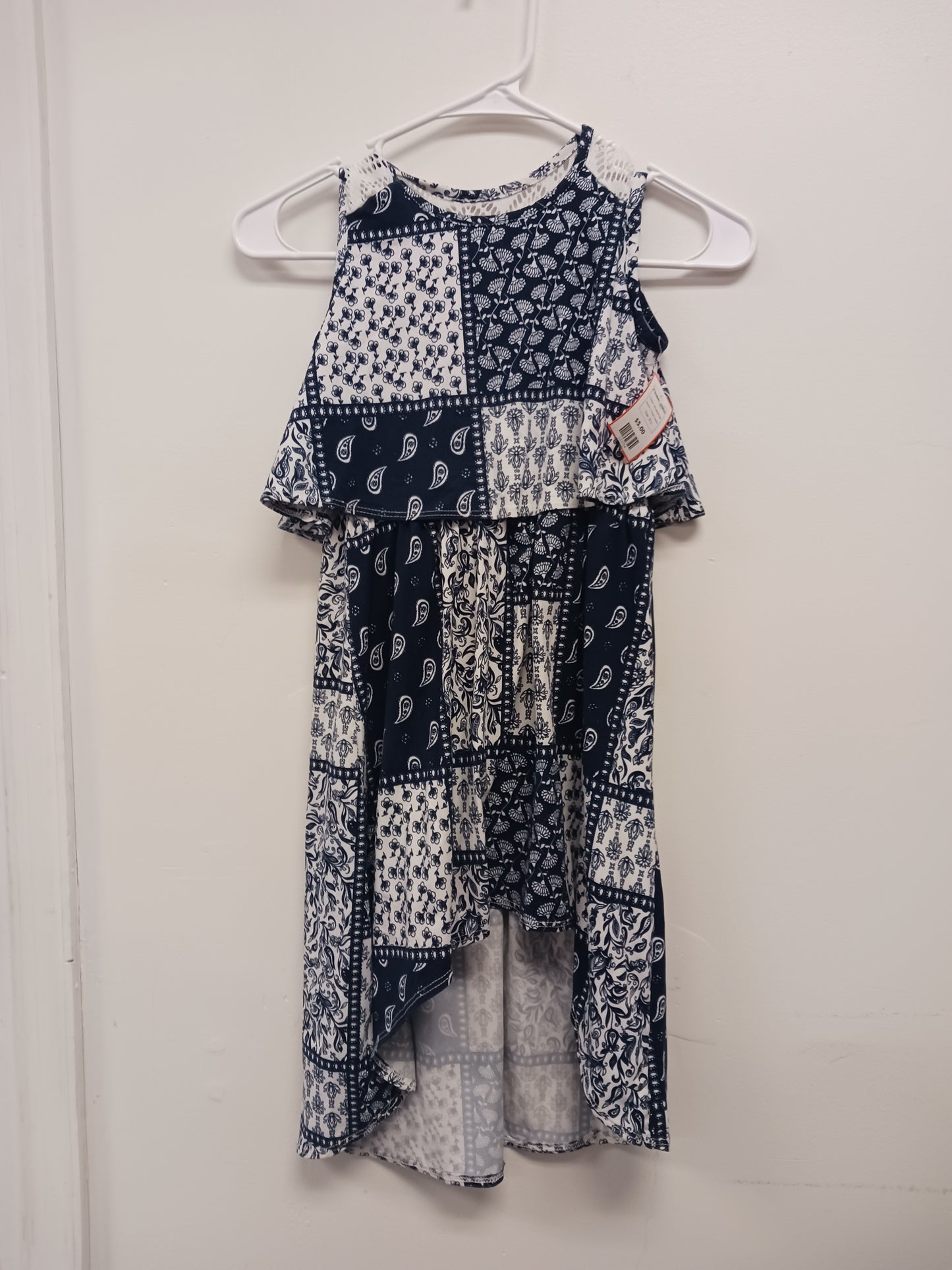 blue/white 2 Heart Tween Flower Dress, 8 G