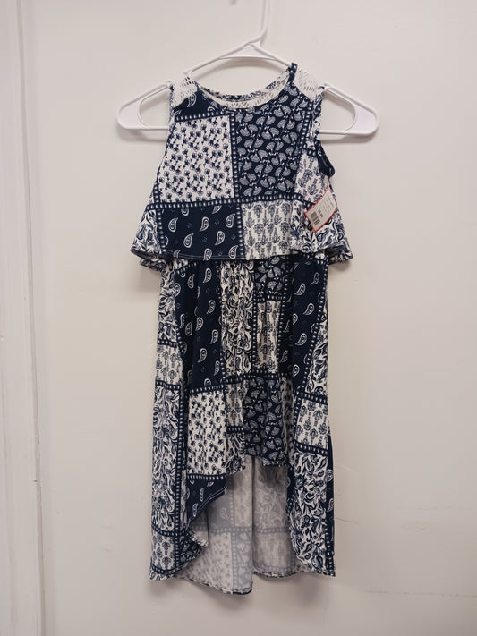 blue/white 2 Heart Tween Flower Dress, 8 G