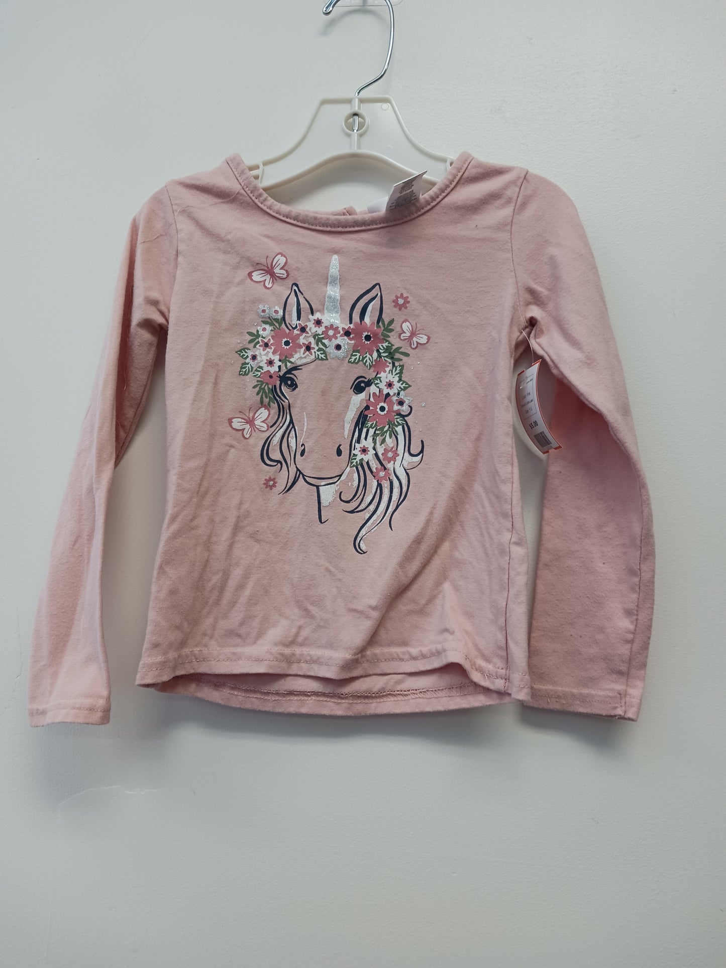 Pink Little Lass Long Sleeve Unicorn Shirt, 5 G
