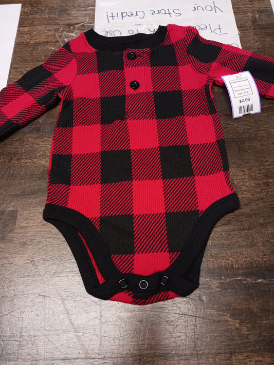 Red/Black Plaid Garanimals Longsleeve Onesie, 3M B