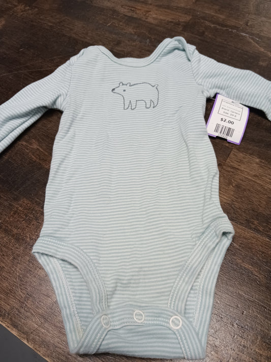 Blue/White Striped Carters Longsleeve Onesie, 3M B