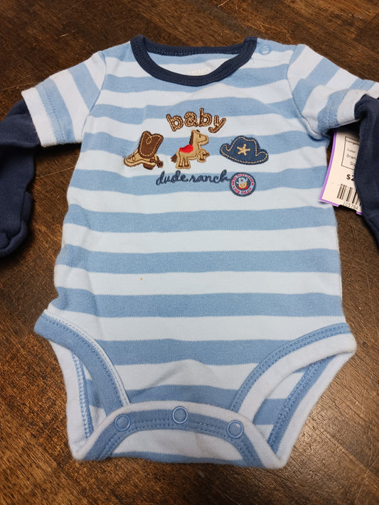 Blue Striped Carters Longsleeve Onesie, NB B