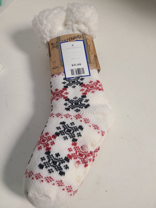 white/red/black Treehouse Knits Lined Socks  10-4, 10-4
