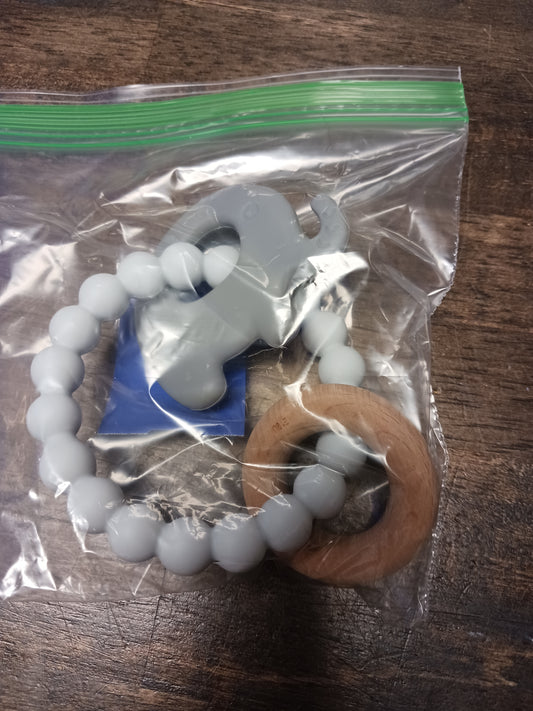 Grey/Blue Elephant  Teething Toy