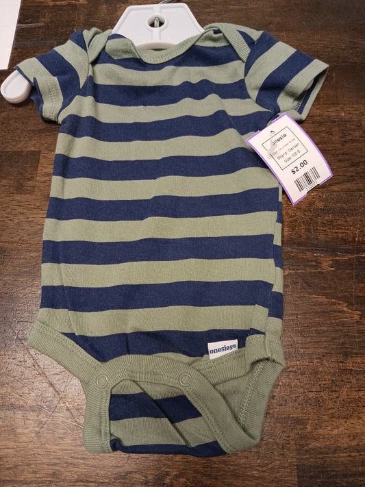 Navy/Green Striped Gerber Onesie, NB B