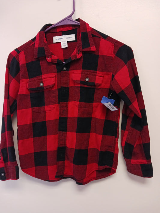 red plaid Old Navy Flannel Shirt 6/7, 6 B