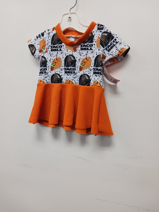 Orange/White Boutique Taco Bell Shirt, 6-9M G