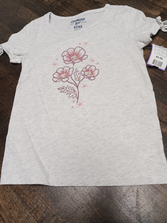 grey OshKosh Flower Shirt, 4T G