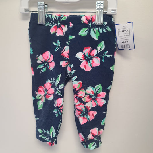Navy/Pink/Green Flower Carters Leggings, 9M G