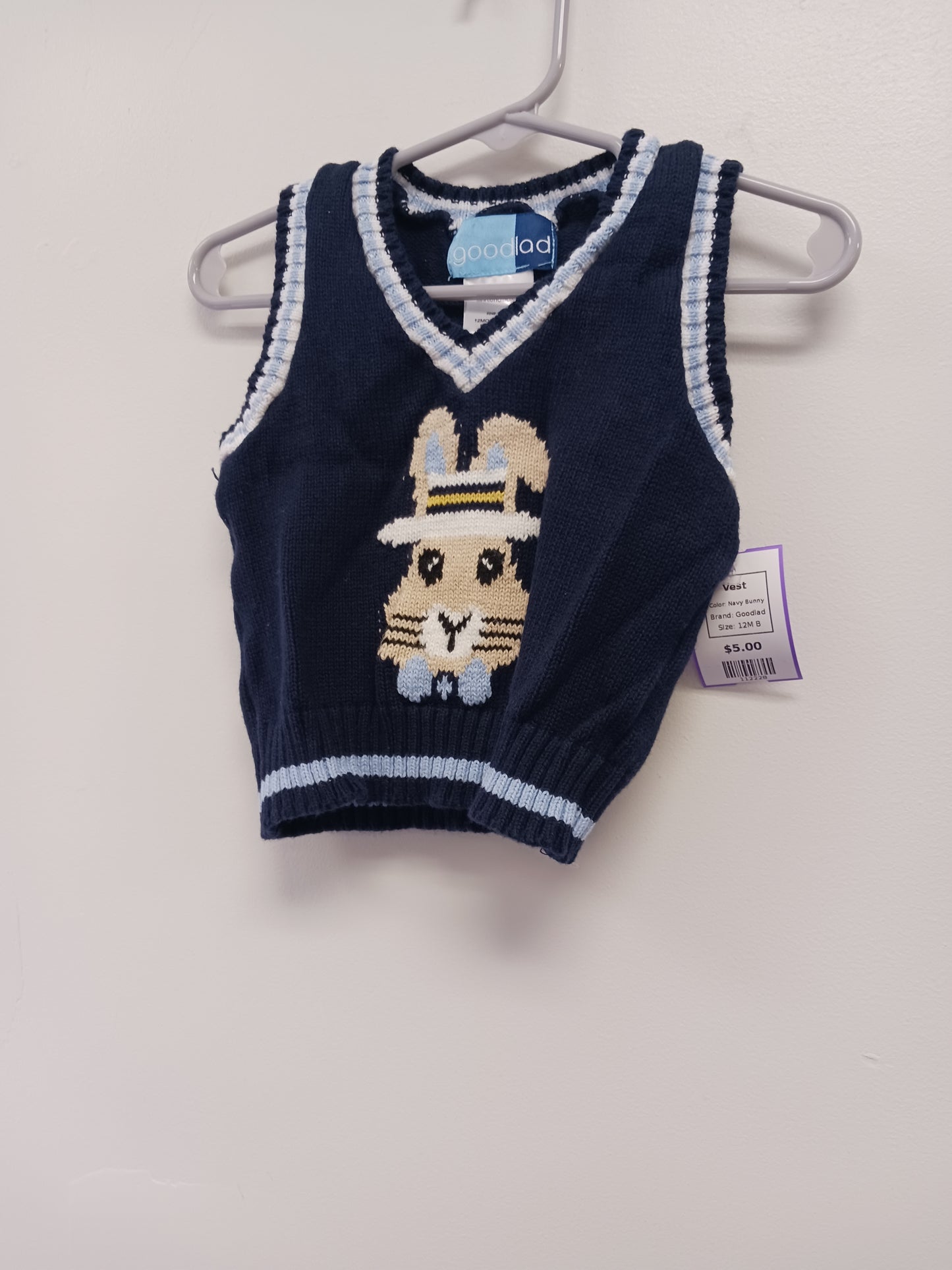 Navy Bunny Goodlad Vest, 12M B