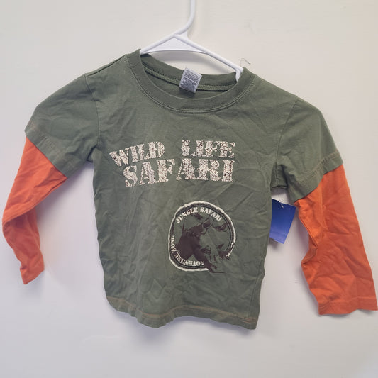 green/orange fisher price wild life safari long sleeve, 4T B