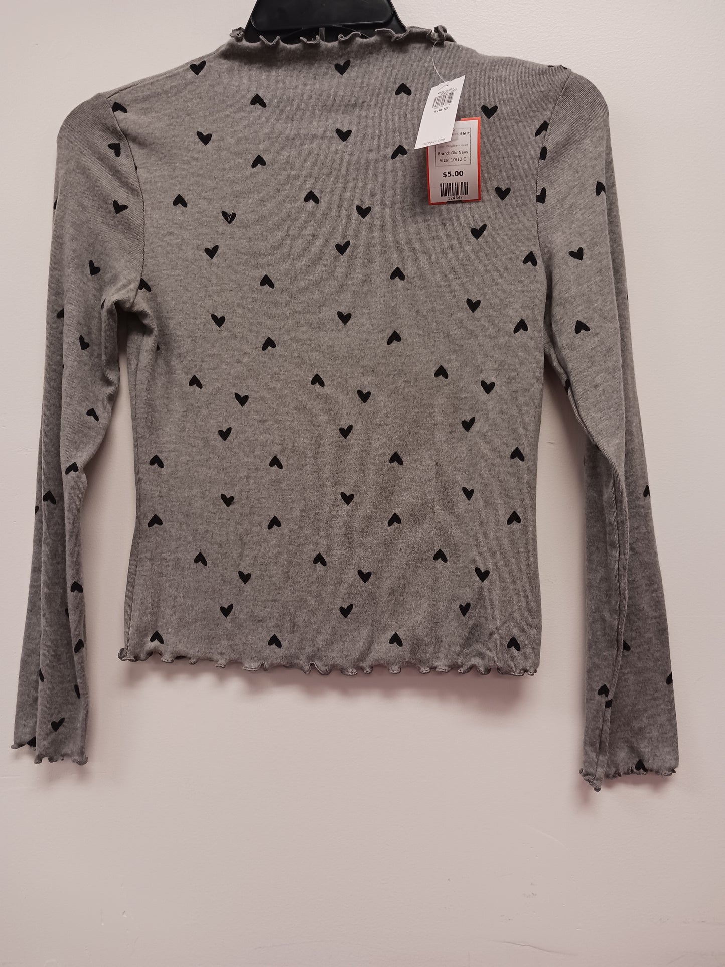 Grey/Black Heart Old Navy Longsleeve Shirt, 10/12 G