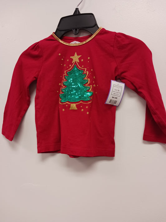red Holiday Time Long Sleeve Tree Shirt, 2T G