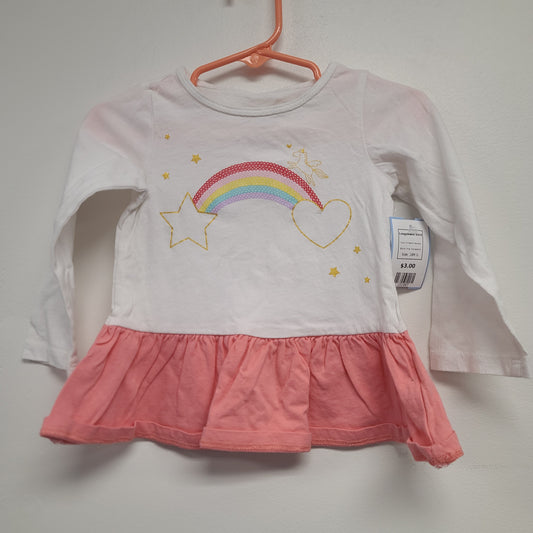 White/Pink Rainbow First Impressions Longsleeve Shirt, 18M G